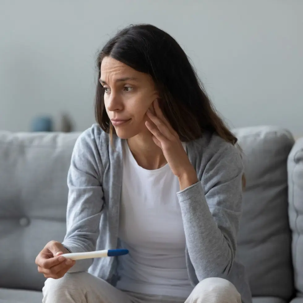 Woman Concerned About Pregnancy Test<br />